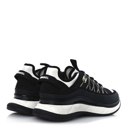 Chanel Mixed Fibers Suede Calfskin CC Sneakers 39 White Black 5 of 11