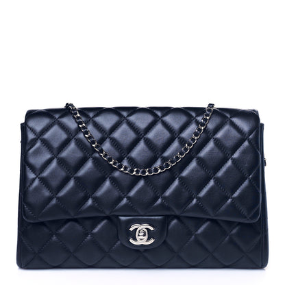 Chanel Lambskin Quilted Clutch with Chain Flap Navy 1 of 9