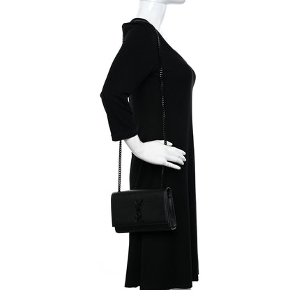 Saint Laurent Grain De Poudre Small Monogram Monochrome Kate Satchel Black 2 of 10