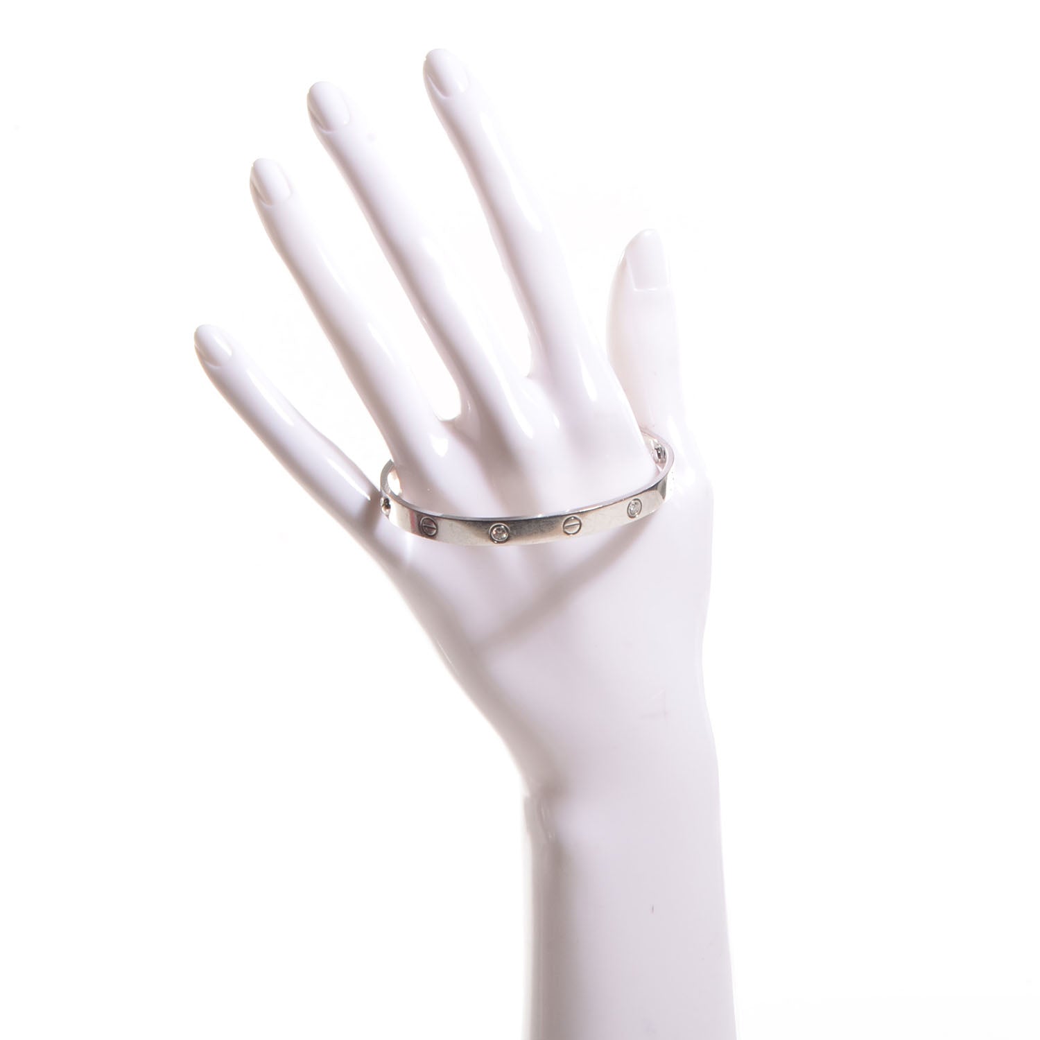 Cartier 18k White Gold 4 Diamond Love Bracelet Size 19 2 of 5