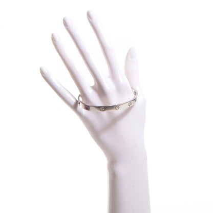Cartier 18k White Gold 4 Diamond Love Bracelet Size 19 2 of 5