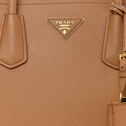 Prada Saffiano Cuir Small Double Bag Caramel Fuoco 7 of 9