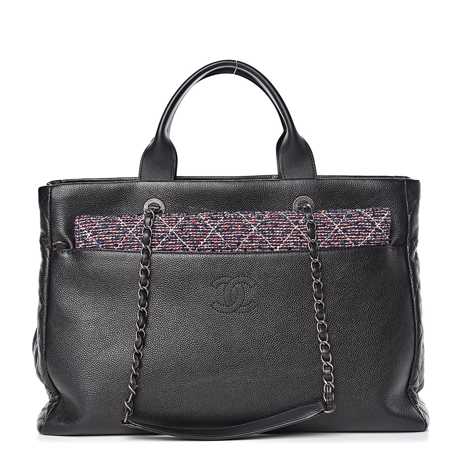 Chanel Caviar Tweed Quilted Large Coco Break Shopping Bag Black 1 of 10