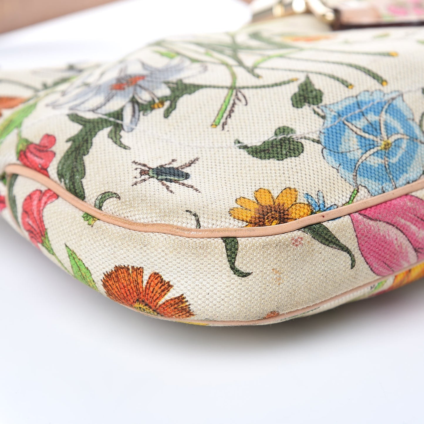 Canvas Floral Flora Small Jackie O Hobo White