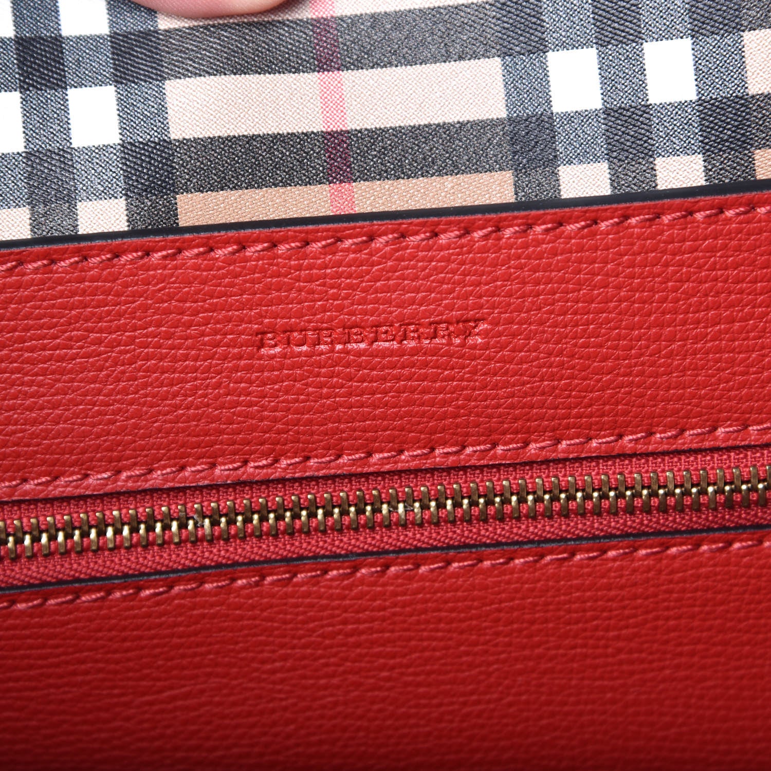 Burberry Calfskin Crest Embossed Small Tote Rust Red 6 of 10