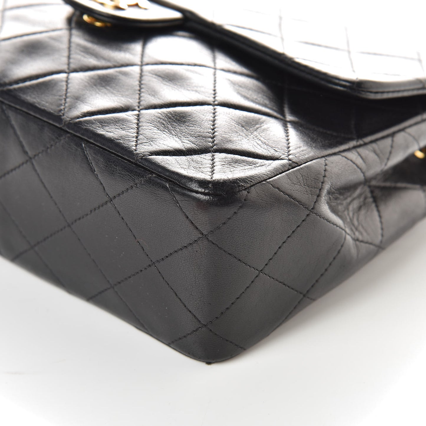 Lambskin Quilted Mini Square Flap Black
