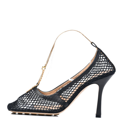 Bottega Veneta Mesh Calfskin Chain Stretch Pumps 40 Black 1 of 9