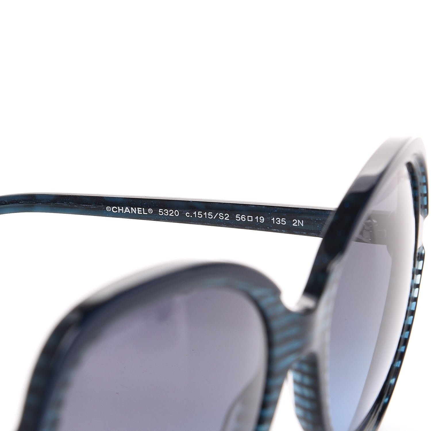 Chanel CC Striped Glitter Sunglasses 5320 Blue 6 of 9
