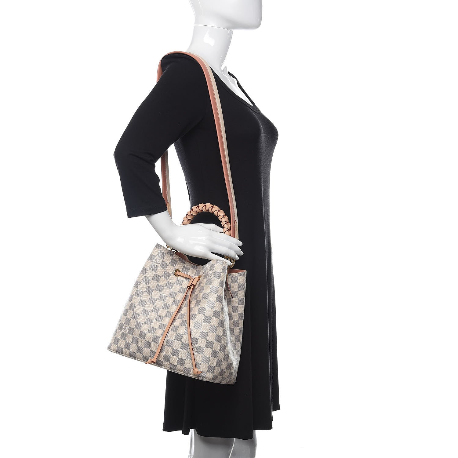 Louis Vuitton Damier Azur Braided Neonoe MM Peach Cream 2 of 8