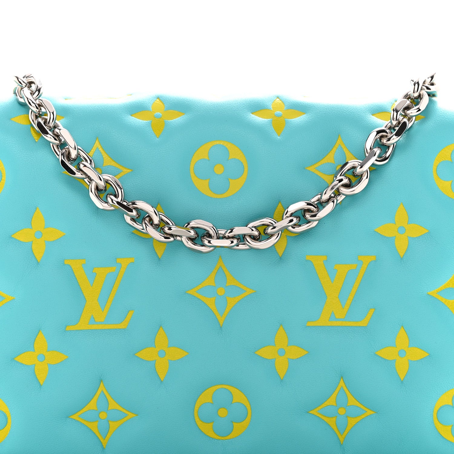 Louis Vuitton Lambskin Embossed Monogram Vuittamins Pochette Coussin Menthe Jaune 7 of 11