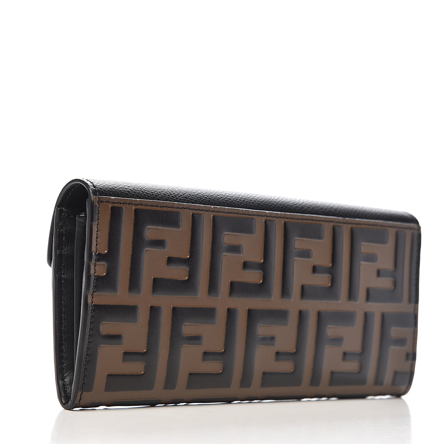 Vitello Cruise F is Fendi Bi-Color FF 1974 Embossed Continental Envelope Wallet Maya Black