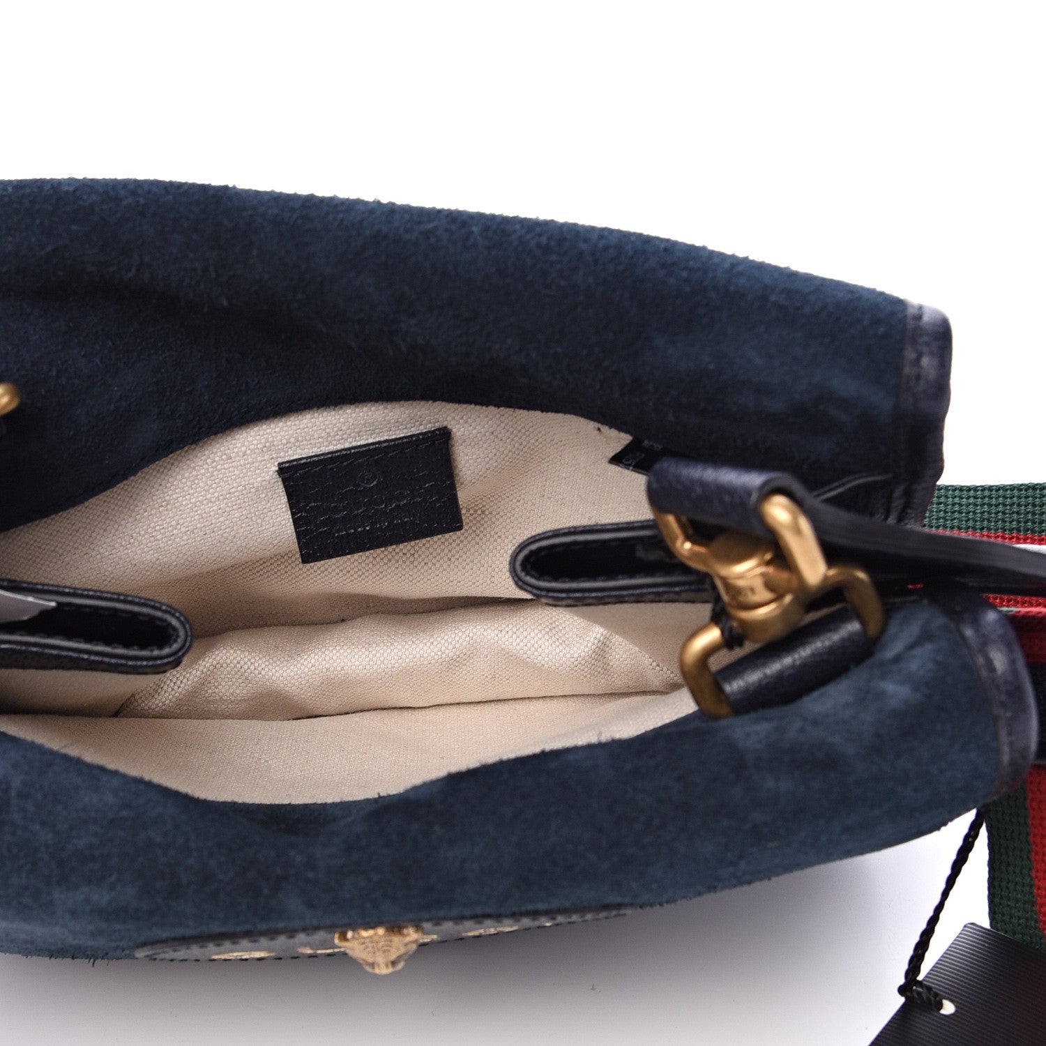 Gucci Suede Web Small Neo Vintage Double Flap Messenger Bag Blue 5 of 17