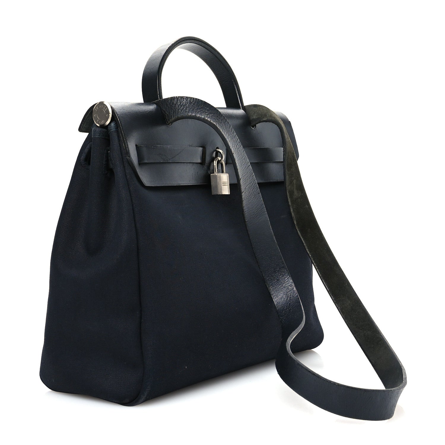 Hermes Toile Vache Calfskin Herbag 30 PM Black 3 of 14