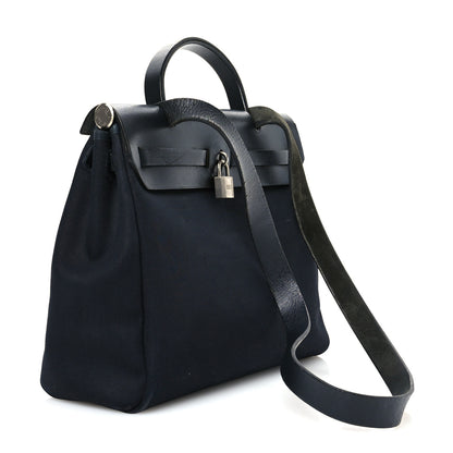Hermes Toile Vache Calfskin Herbag 30 PM Black 3 of 14