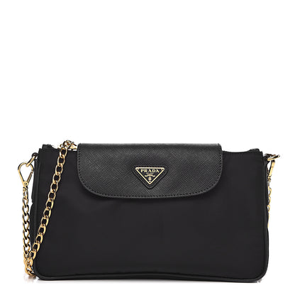 Prada Tessuto Nylon Saffiano Crossbody Bag Black 1 of 10