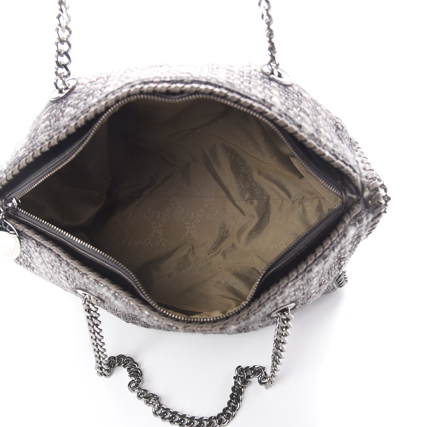 Metallic Woven Boucle Boston Bag Dark Grey