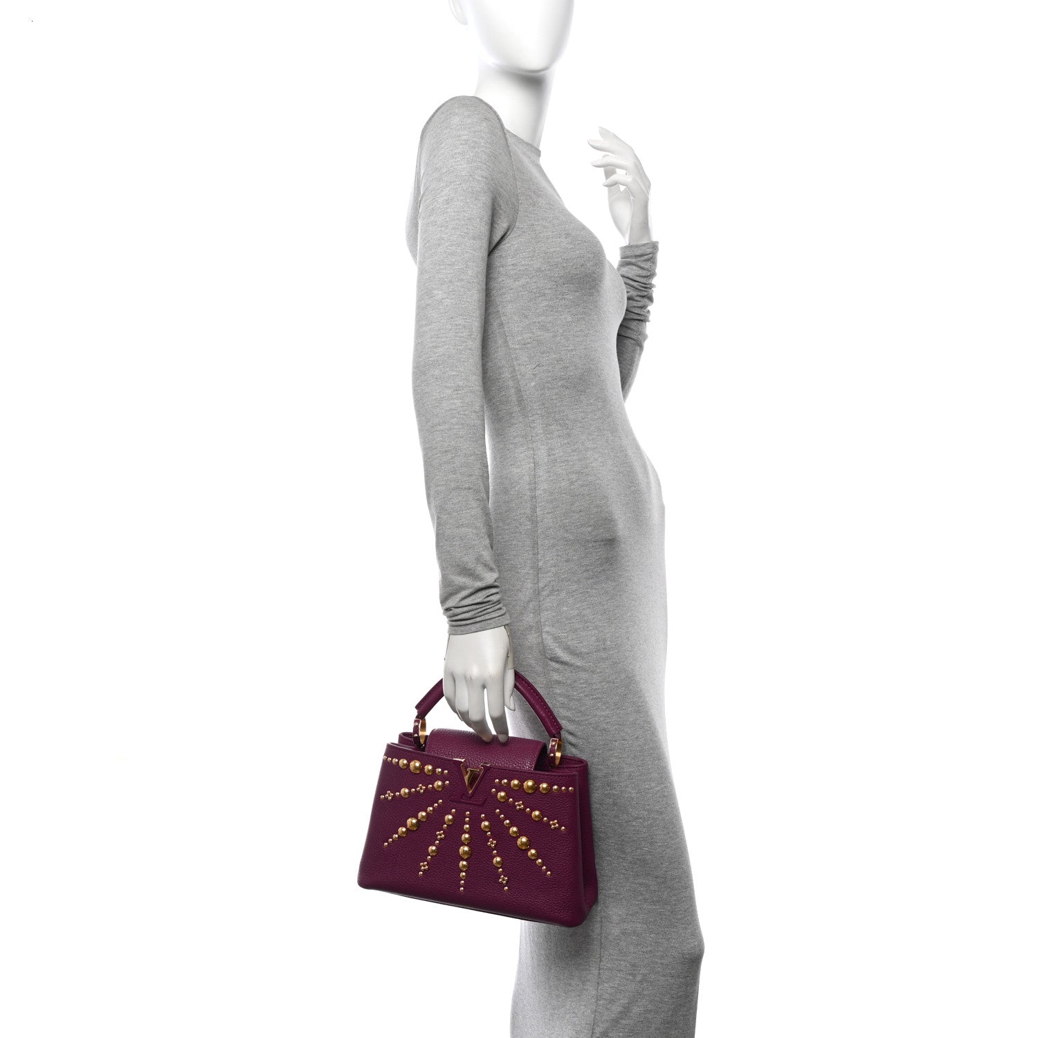 Louis Vuitton Taurillon Studded Sol Capucines BB Magenta 2 of 12