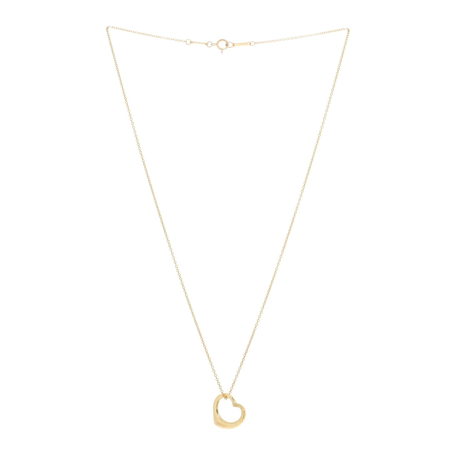 18K Yellow Gold 16mm Elsa Peretti Open Heart Pendant Necklace
