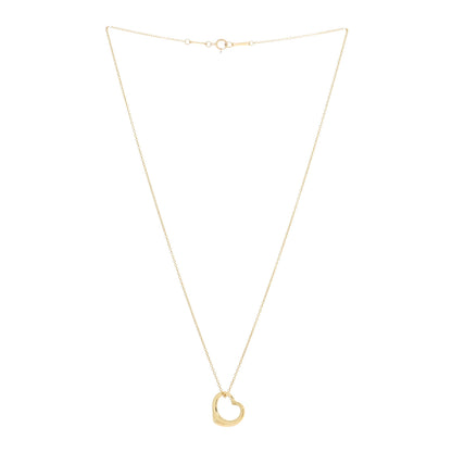 Tiffany 18K Yellow Gold 16mm Elsa Peretti Open Heart Pendant Necklace 3 of 5