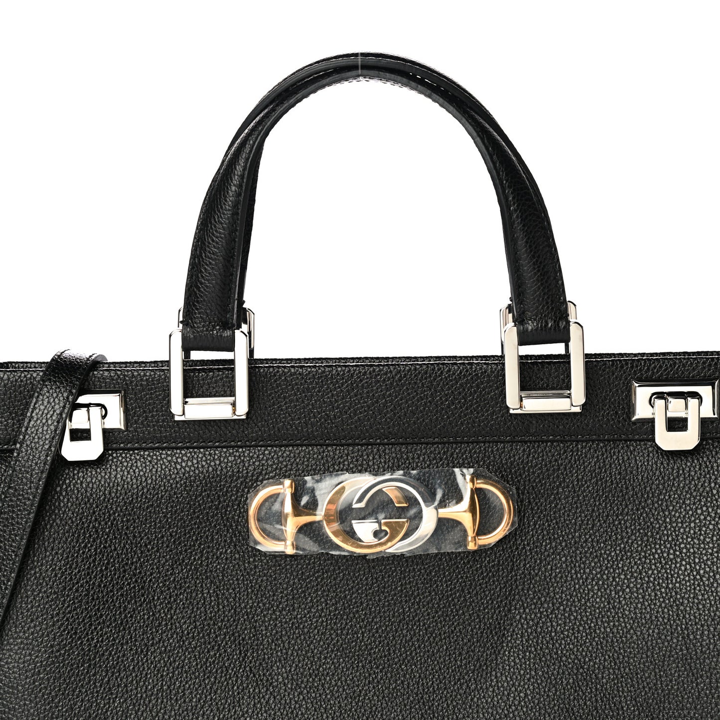 Grainy Calfskin Medium Zumi Top Handle Bag Black