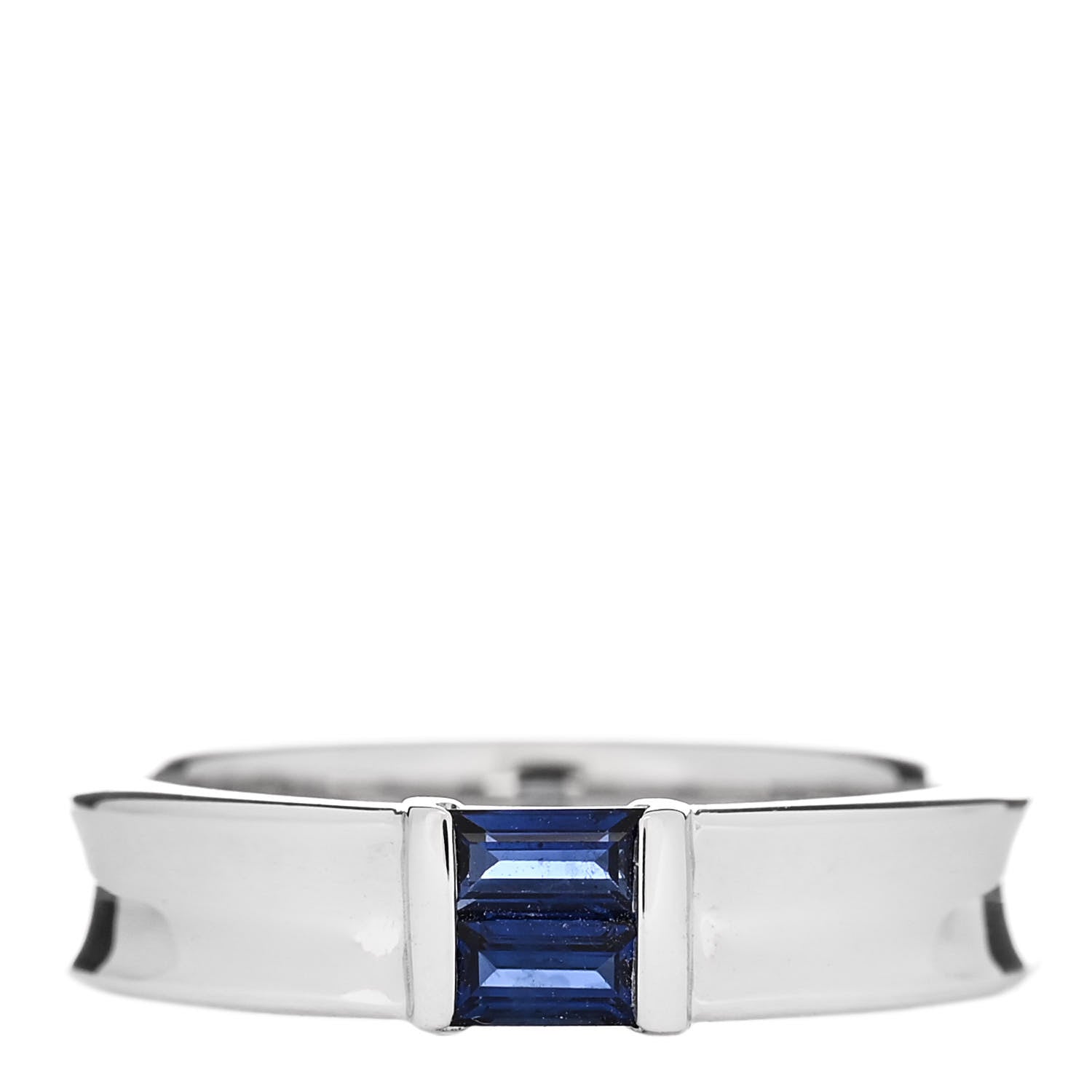 Tiffany 18K White Gold Blue Sapphire Stacking Ring 51 5.75 1 of 4