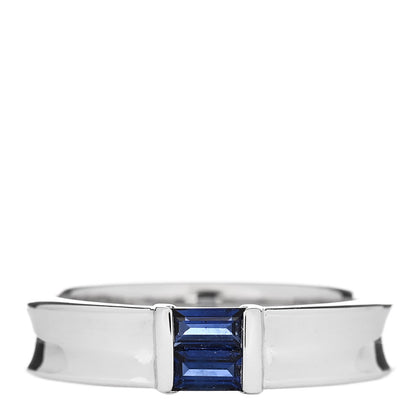 Tiffany 18K White Gold Blue Sapphire Stacking Ring 51 5.75 1 of 4