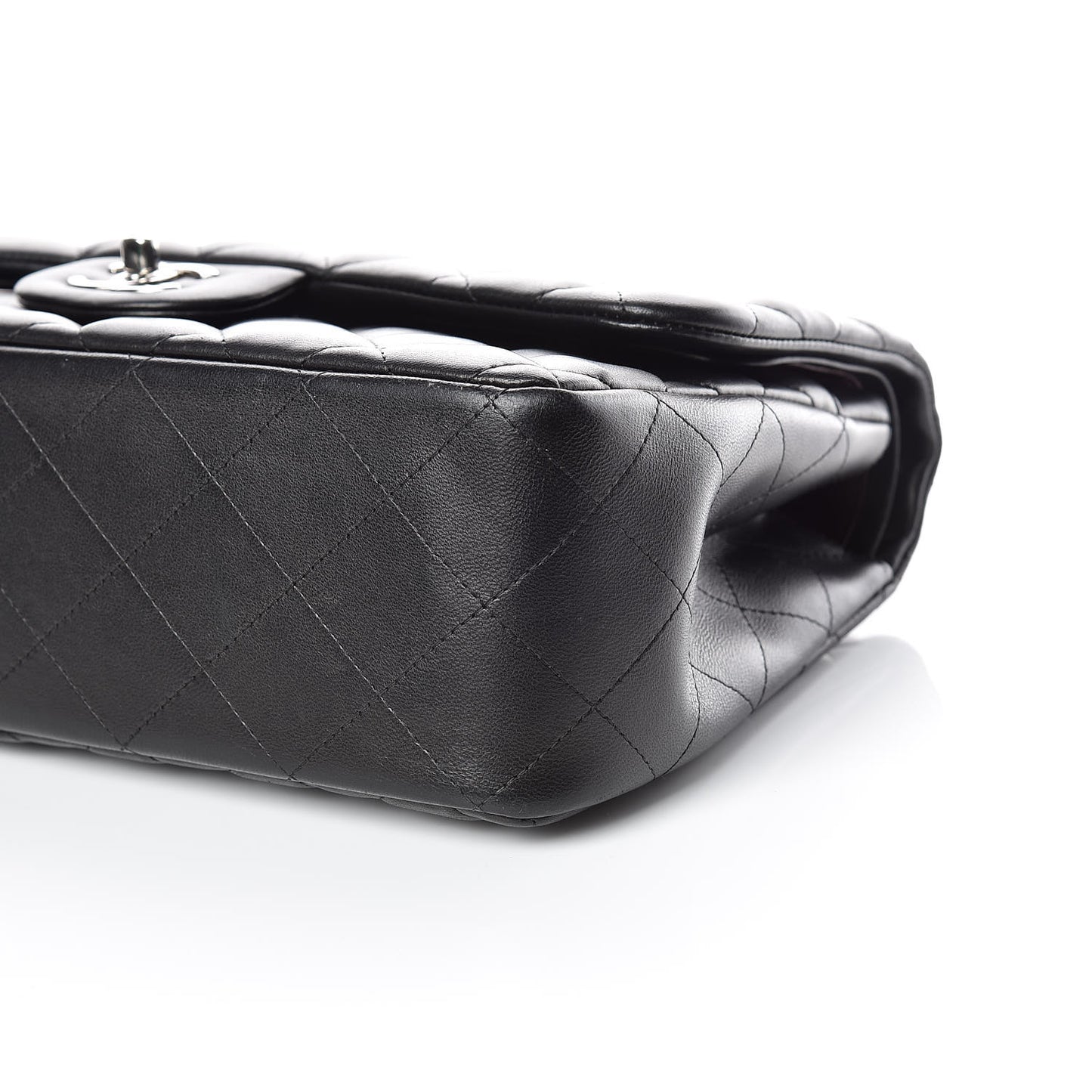 Lambskin Quilted Jumbo Double Flap Black