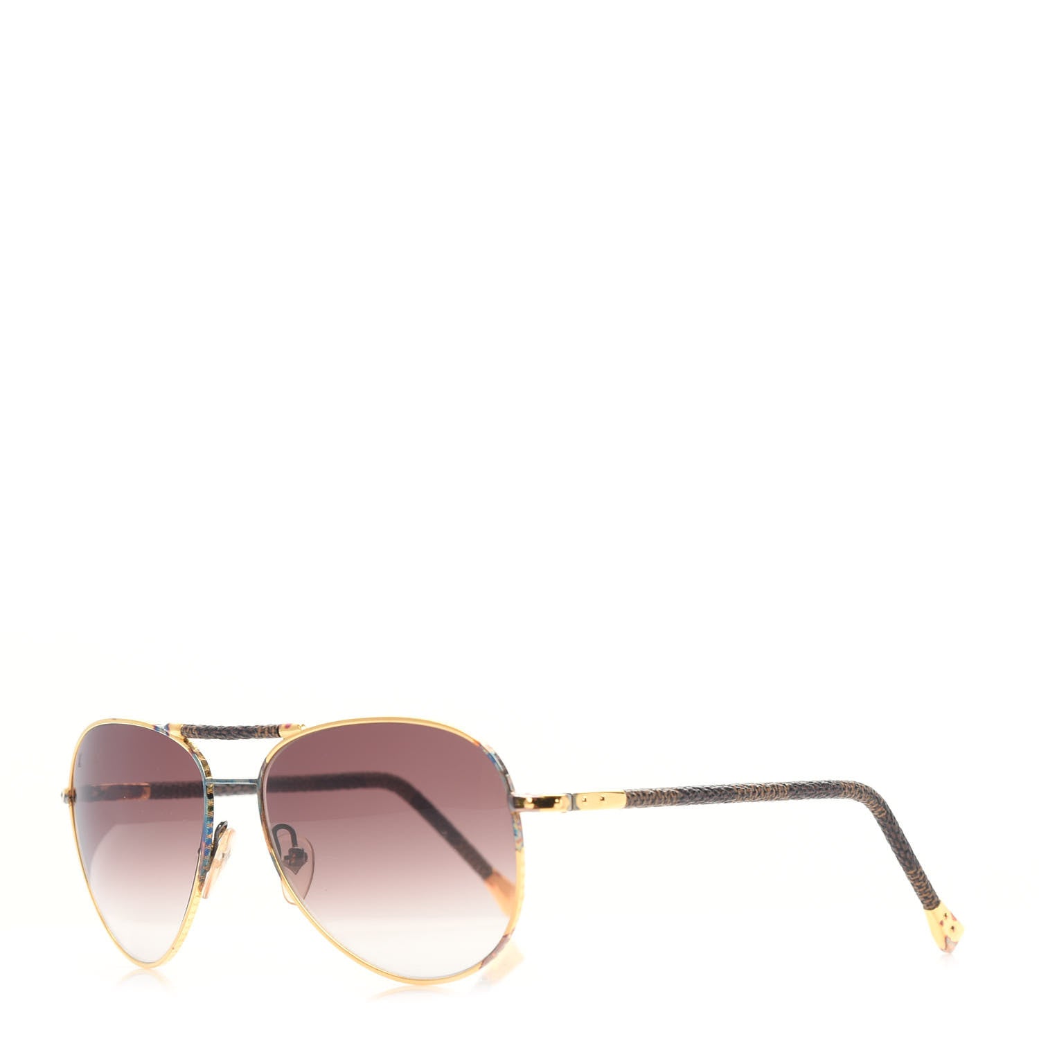 Louis Vuitton Damier Ebene Conspiration Pilote Aviator Sunglasses Z0202U Gold 1 of 7