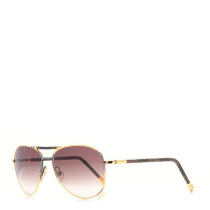 Louis Vuitton Damier Ebene Conspiration Pilote Aviator Sunglasses Z0202U Gold 1 of 7