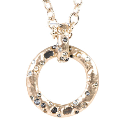 Chanel Pearl Crystal Bead CC Long Necklace Gold Grey Multicolor 4 of 7