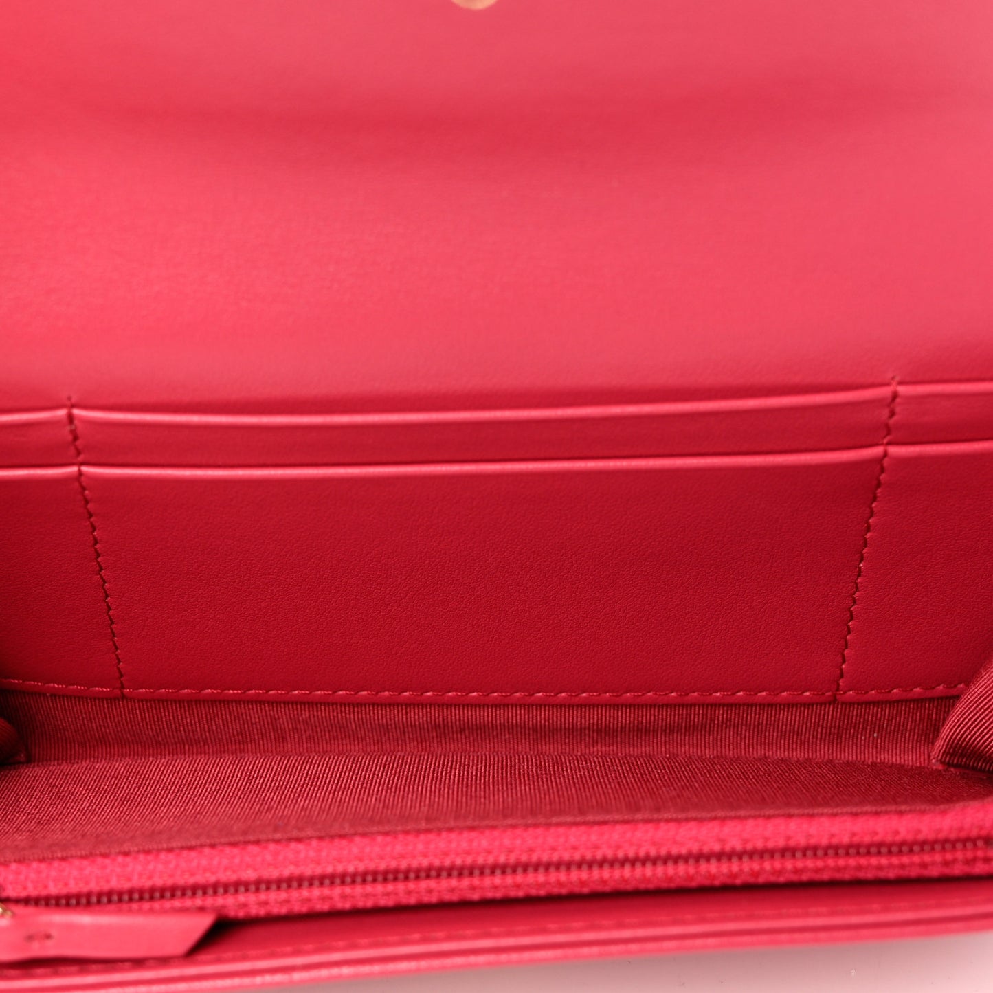 Shiny Goatskin Quilted Chanel 19 Flap Wallet Dark Pink