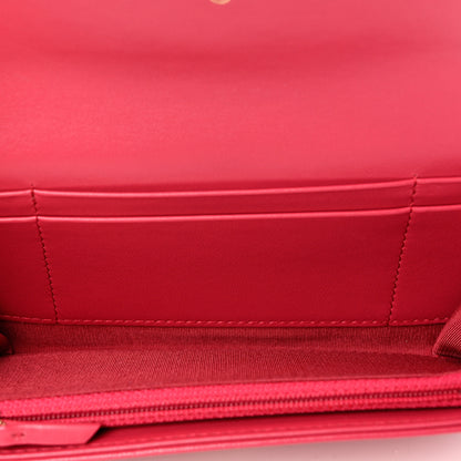 Chanel Shiny Goatskin Quilted Chanel 19 Flap Wallet Dark Pink 5 of 9