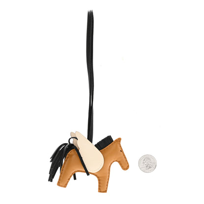 Hermes Milo Lambskin Grigri Rodeo Pegase Horse Bag Charm PM Sesame Black Nata 2 of 5