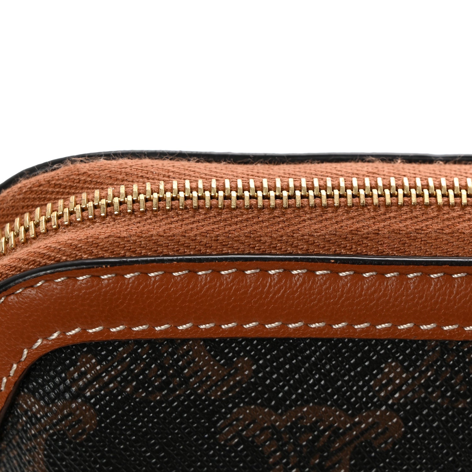 Celine Triomphe Canvas Calfskin Small Cosmetic Pouch Tan 8 of 9