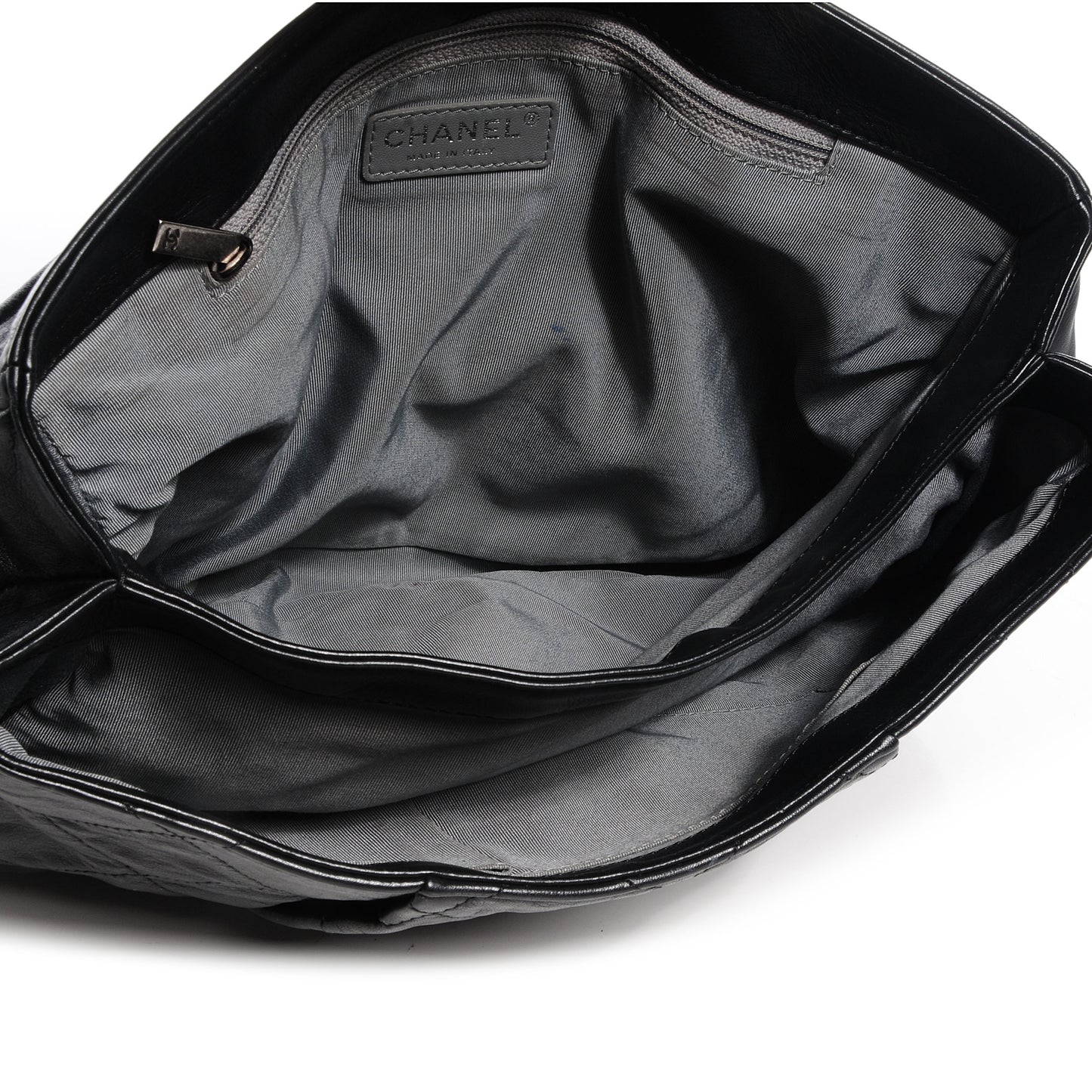 Calfskin Coco Pleats Flap Black