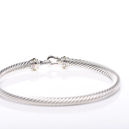 David Yurman Sterling Silver 18K Yellow Gold 4mm Cable Buckle Bracelet 5 of 6