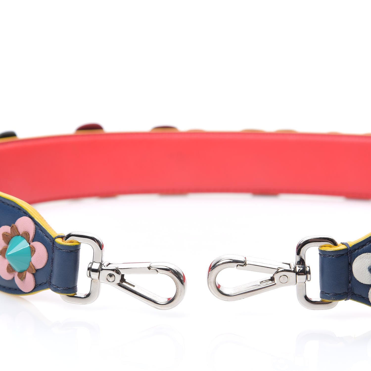 Fendi Vitello Dolce Flowerland Studded Strap You Blue Corallo Multicolor 3 of 4