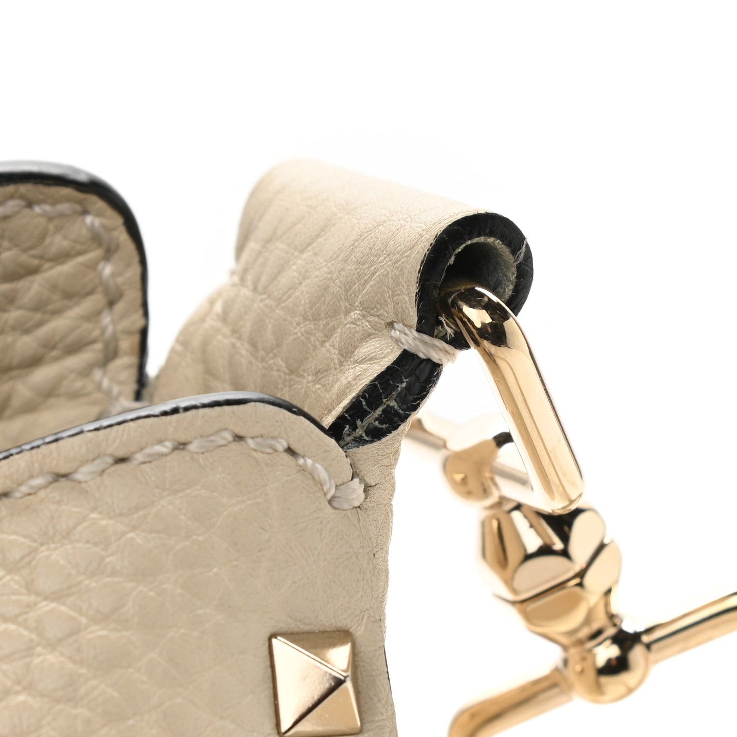 Pebbled Calfskin Small Rockstud Flip-Lock Messenger Bag Light Ivory
