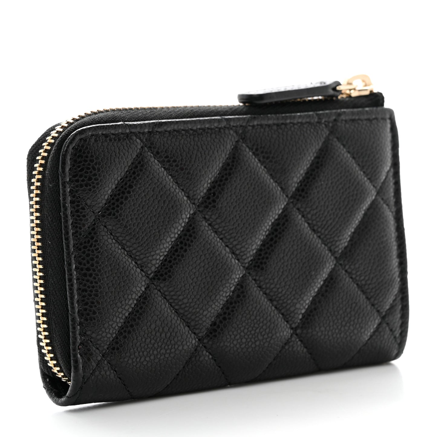 Caviar Quilted Zipped Key Holder Case Black