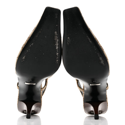 Gucci Monogram Malga Kid Square G 75mm Slingback Pumps 39 Beige Ebony New Acero 5 of 7