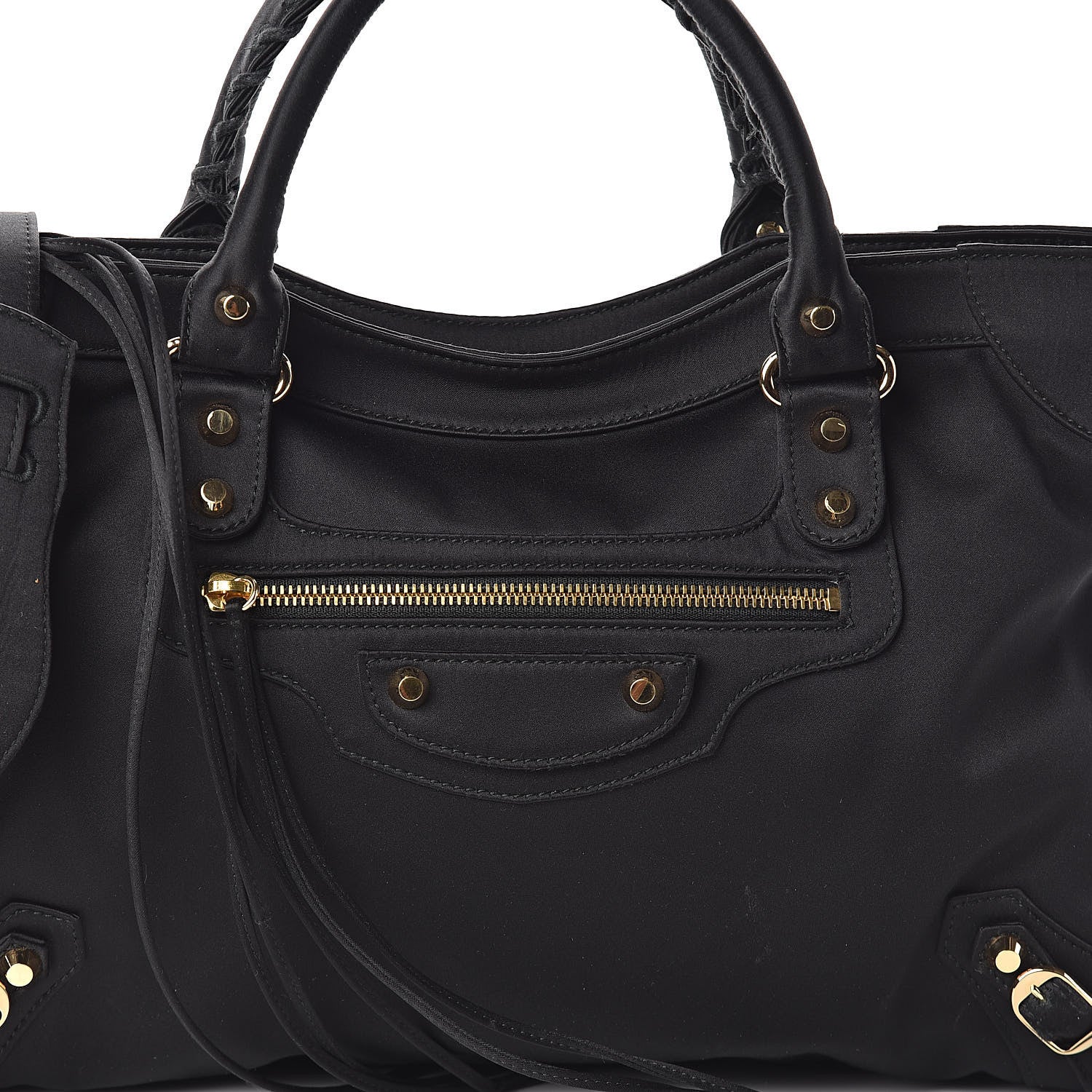 Balenciaga Satin Classic Gold Hardware City Black 7 of 9
