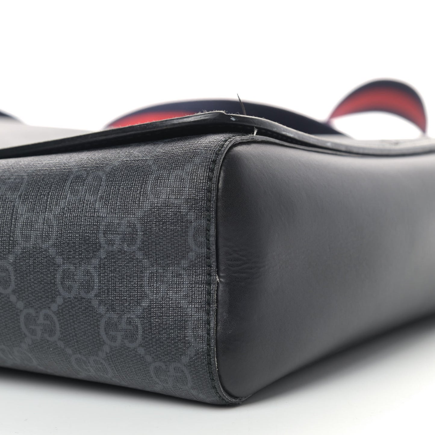 GG Supreme Monogram Web Flap Messenger Bag Black Grey