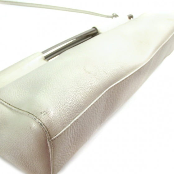 Prada Leather Steel Handle Clutch Ivory 5 of 10