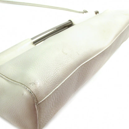 Prada Leather Steel Handle Clutch Ivory 5 of 10