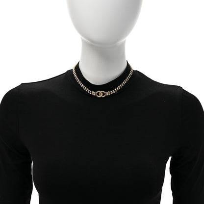 Chanel Crystal Pearl CC Choker Necklace Gold 2 of 5