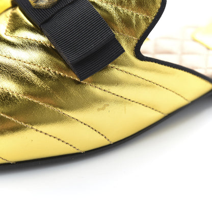 Gucci Metallic Nappa Quilted Womens Princetown Slippers 37 Gold 8 of 9