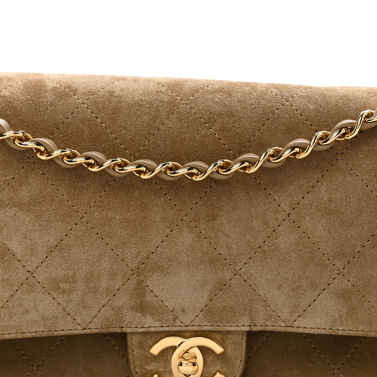 Suede Calfskin Small Souplissimo Maxi Flap Dark Beige