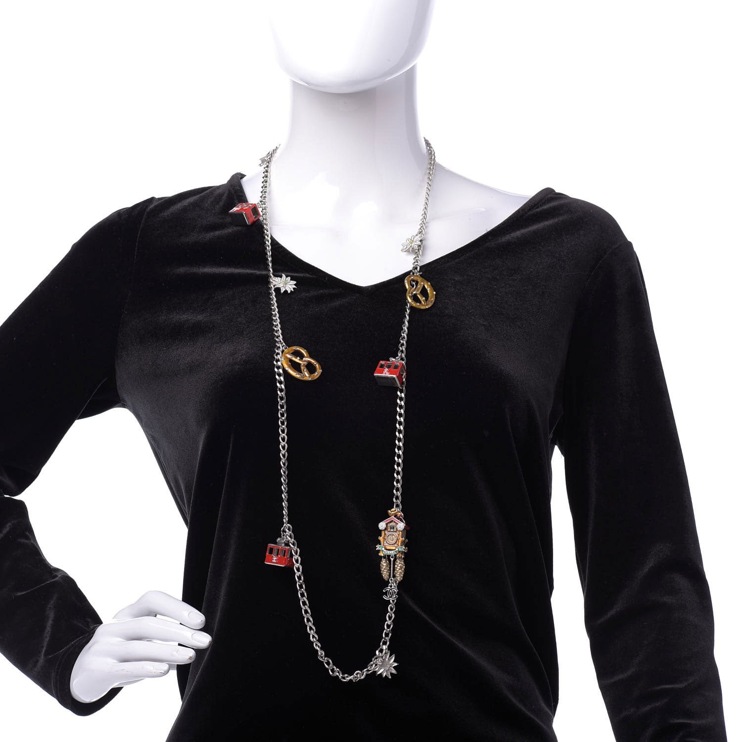 Chanel Paris Salzburg Charm Necklace Silver 2 of 11