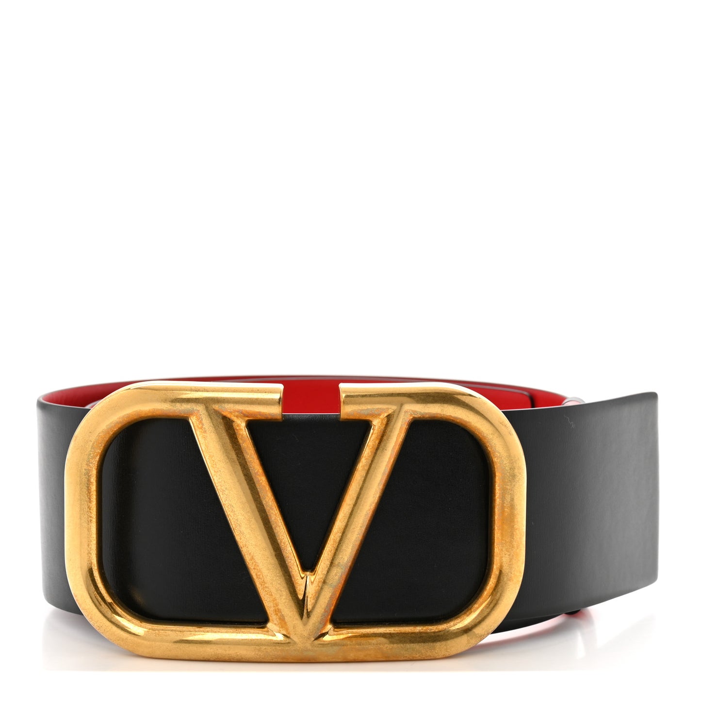 Glossy Calfskin 70mm VLogo Reversible Belt 75 30 Black Rouge Pur