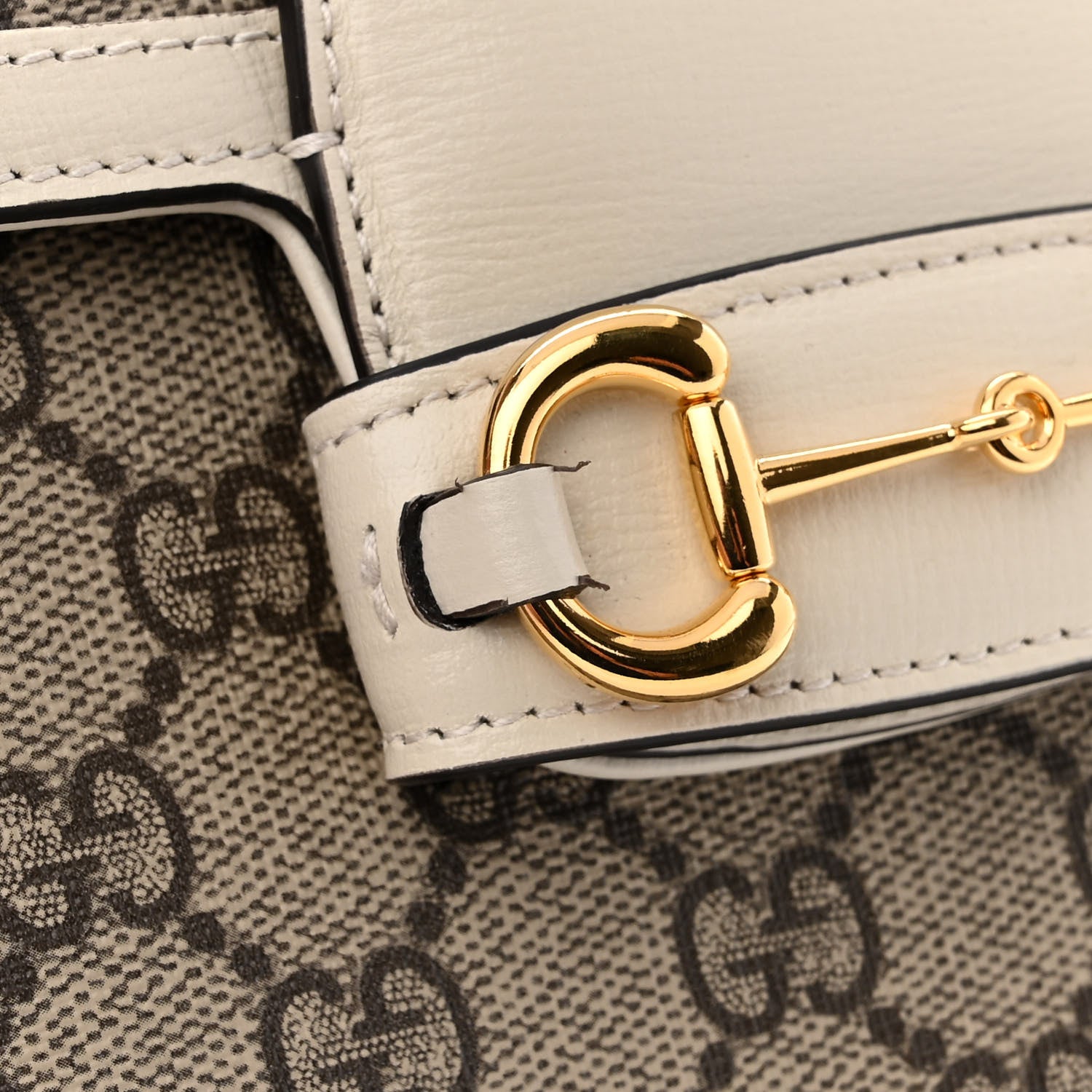Gucci GG Supreme Monogram Web Mini Horsebit 1955 Shoulder Bag Beige Mystic White 13 of 14